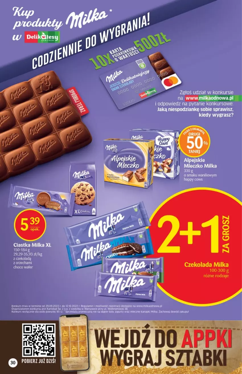 Gazetka promocyjna Delikatesy Centrum - Gazetka DC38 - ważna 29.09 do 05.10.2022 - strona 30 - produkty: Ciastka, Czekolada, Gra, Jogurt, Lody, Milka