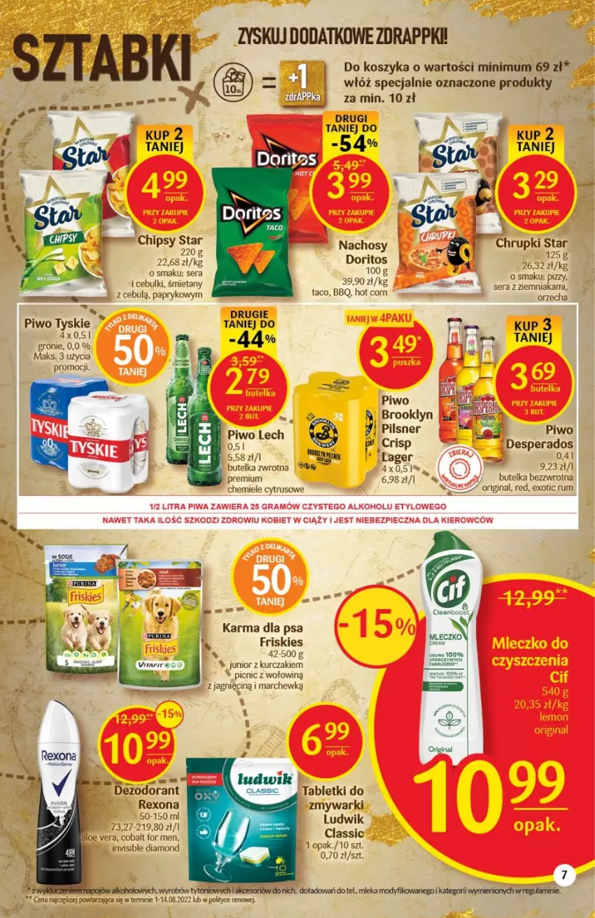 Gazetka promocyjna Delikatesy Centrum - Gazetka DC38 - ważna 29.09 do 05.10.2022 - strona 7 - produkty: Aloe vera, Chipsy, Chrupki, Desperados, Dezodorant, Friskies, Gin, Kosz, Kurczak, Ludwik, Piwo, Rexona, Rum, Ser, Tyskie, Tytan, Zmywarki