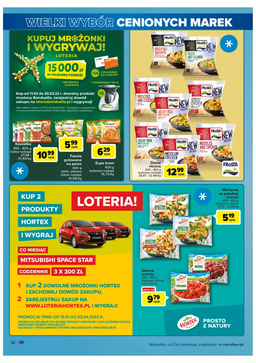 Gazetka promocyjna Carrefour - Gazetka Wielki wybór cenionych marek - ważna 01.03 do 12.03.2022 - strona 12 - produkty: Bonduelle, Fa, Fasola, Frosta, Gry, Hortex, Kaszetka, Warzywa