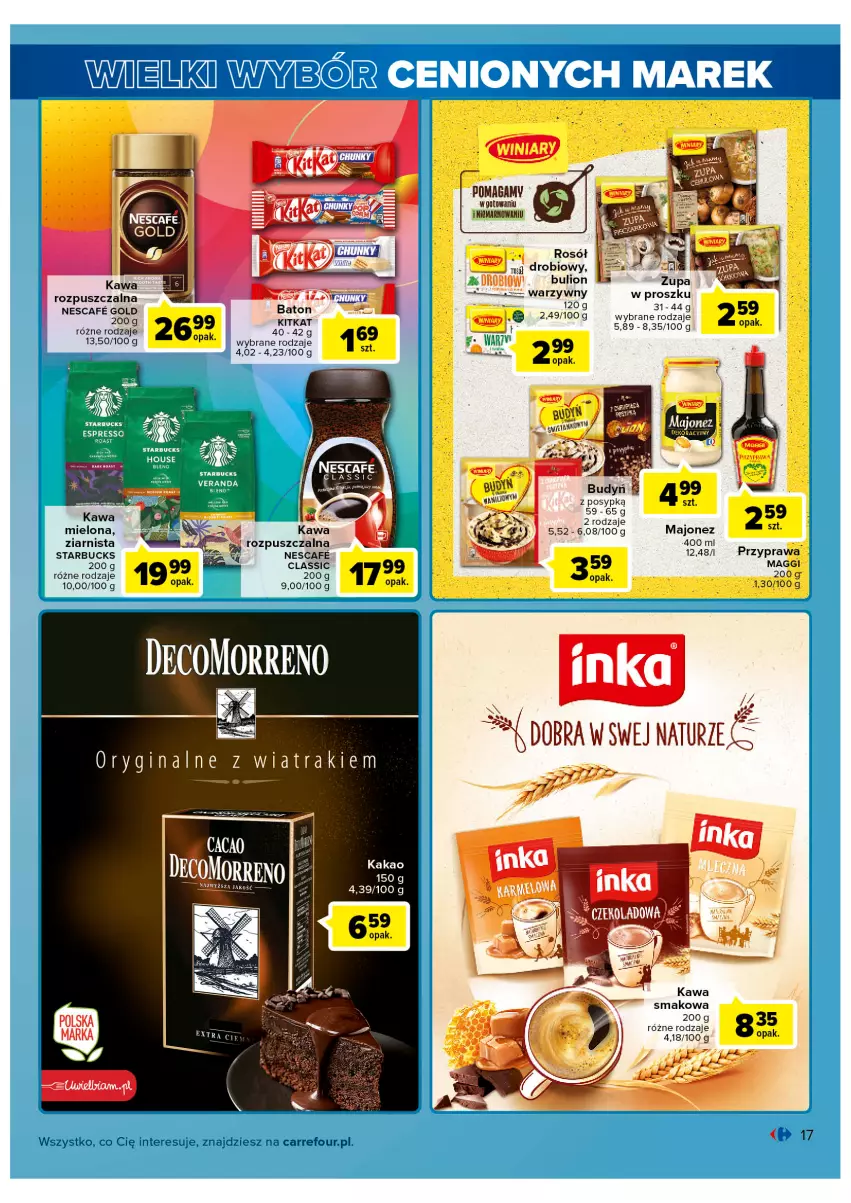 Gazetka promocyjna Carrefour - Gazetka Wielki wybór cenionych marek - ważna 01.03 do 12.03.2022 - strona 17 - produkty: Bulion, Drób, Kawa, Kawa mielona, Kawa rozpuszczalna, Kawa ziarnista, Lion, Maggi, Majonez, Pax, Rosół, Zupa