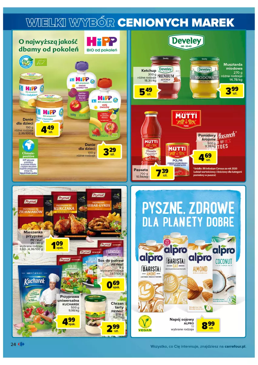 Gazetka promocyjna Carrefour - Gazetka Wielki wybór cenionych marek - ważna 01.03 do 12.03.2022 - strona 24 - produkty: Alpro, Banany, Dove, Dzieci, Fa, HiPP, Hipp Bio, Ketchup, Kucharek, Mecze, Napój, Pomidory, Pomidory krojone, Prymat, Słoiczki, Truskawki