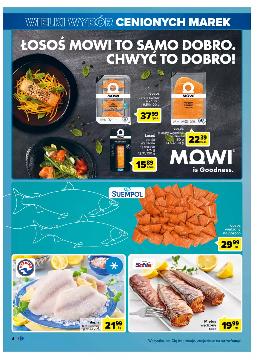 Gazetka promocyjna Carrefour - Gazetka Wielki wybór cenionych marek - ważna 01.03 do 12.03.2022 - strona 4 - produkty: Glazura, Lazur, Por, Tilapia