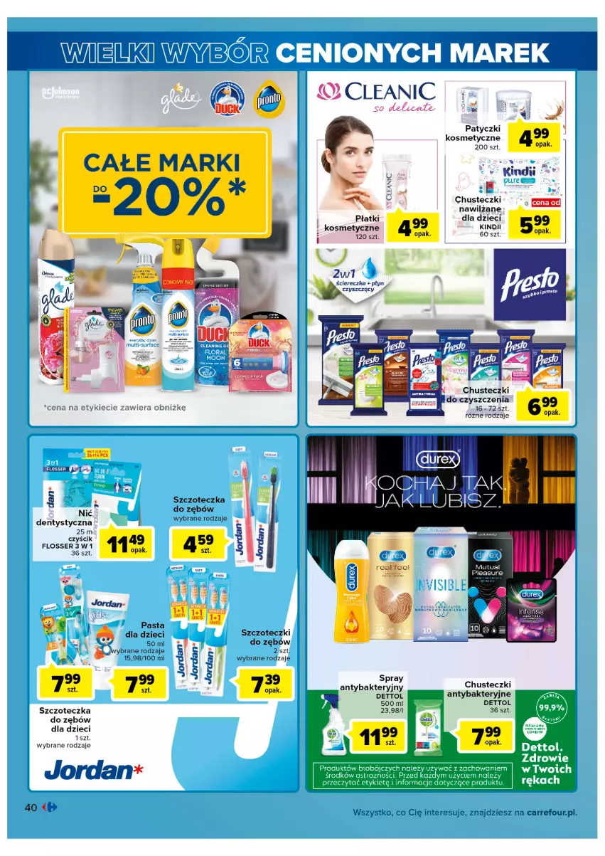 Gazetka promocyjna Carrefour - Gazetka Wielki wybór cenionych marek - ważna 01.03 do 12.03.2022 - strona 40 - produkty: Chusteczki, Dettol, Dzieci, Kindii, Korba, Ser, Szczoteczka, Zdrowie