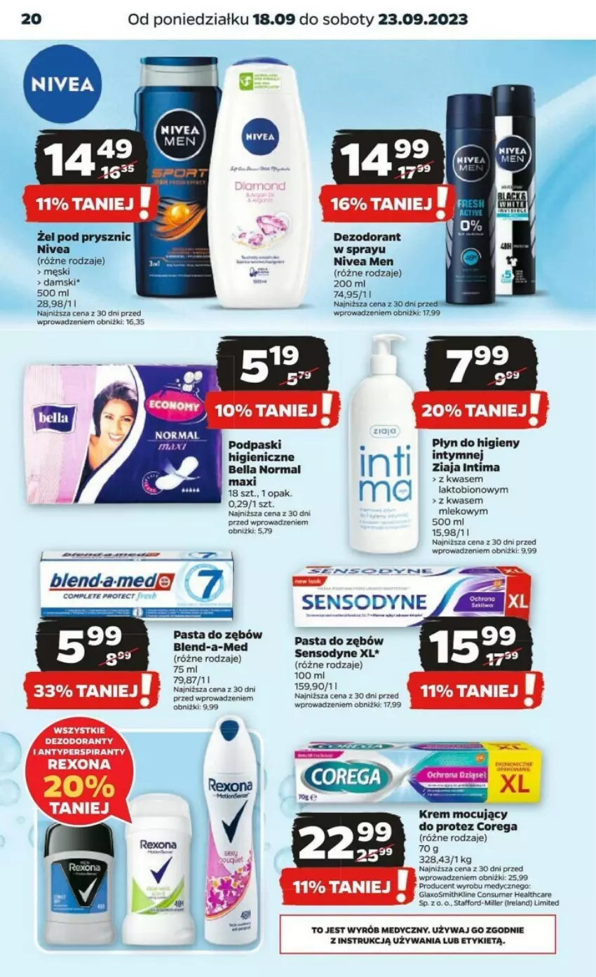 Gazetka promocyjna Netto - ważna 18.09 do 23.09.2023 - strona 13 - produkty: Bell, Bella, Blend-a-Med, Corega, Dezodorant, Mleko, Nivea, Nivea Men, Pasta do zębów, Podpaski, Ziaja