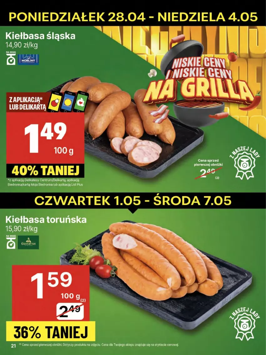 Gazetka promocyjna Delikatesy Centrum - Franczyza DC18 Czwartek - ważna 01.05 do 07.05.2025 - strona 21 - produkty: Dron, Kiełbasa, Kiełbasa śląska, Rum