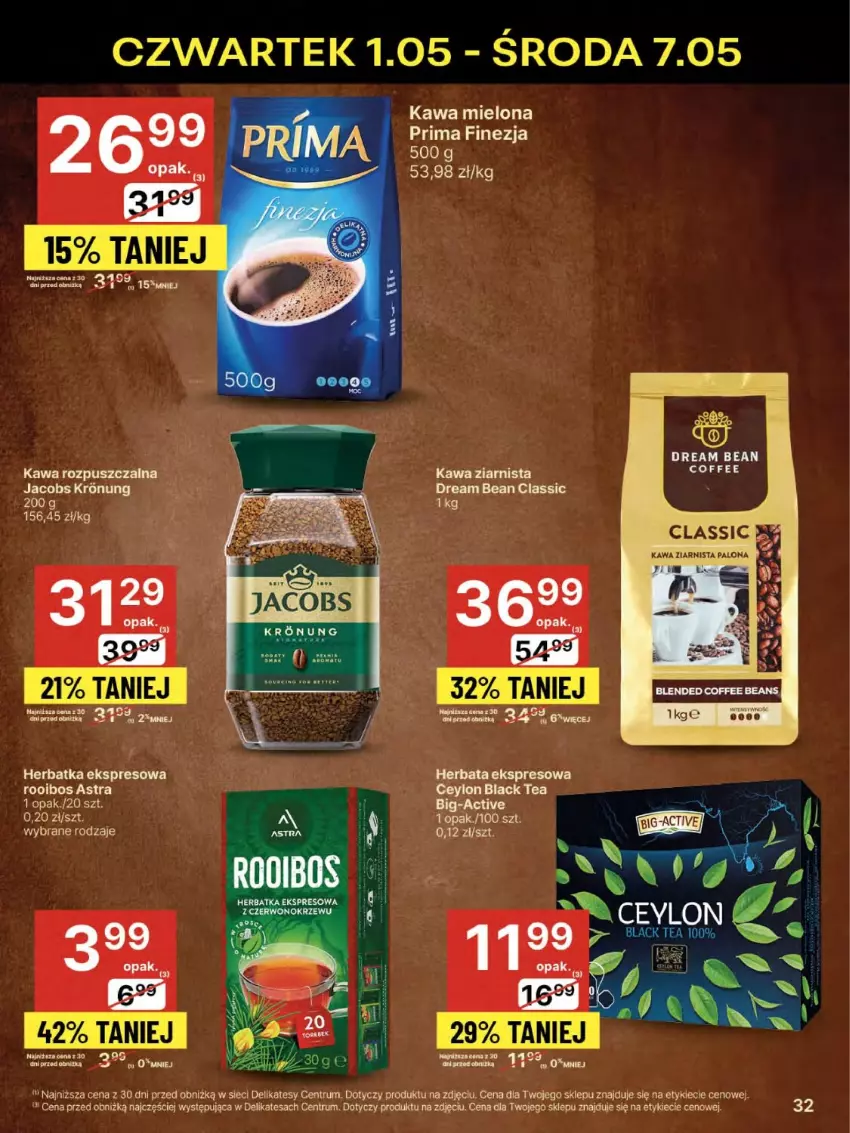Gazetka promocyjna Delikatesy Centrum - Franczyza DC18 Czwartek - ważna 01.05 do 07.05.2025 - strona 32 - produkty: Herbata, Kawa, Kawa rozpuszczalna, Kawa ziarnista, Rum, Ser