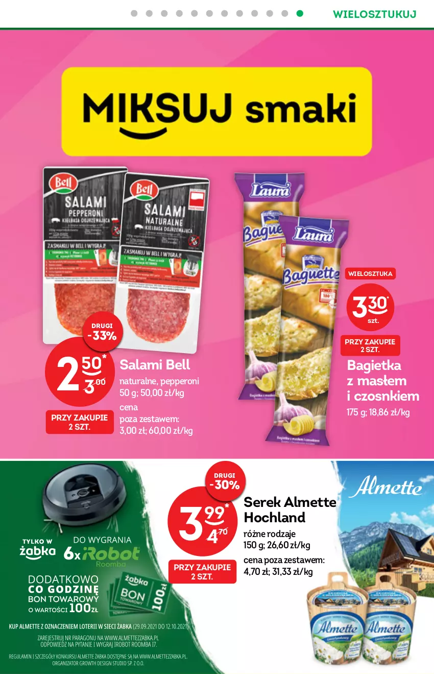 Gazetka promocyjna Żabka - ważna 13.10 do 31.10.2021 - strona 17 - produkty: Almette, Bagietka, Bell, Hochland, Salami, Ser, Serek