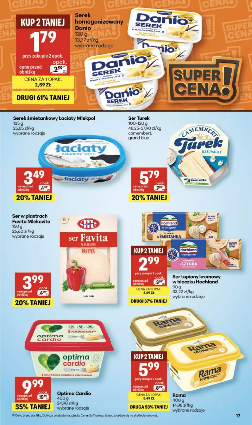 Gazetka promocyjna Delikatesy Centrum - Franczyza DC08 Czwartek - ważna 19.02 do 25.02.2026 - strona 17 - produkty: Camembert, Danio, Fa, Favita, Gin, Gra, Hochland, Mleko, Mlekovita, Optima, Ser, Ser topiony, Serek, Top