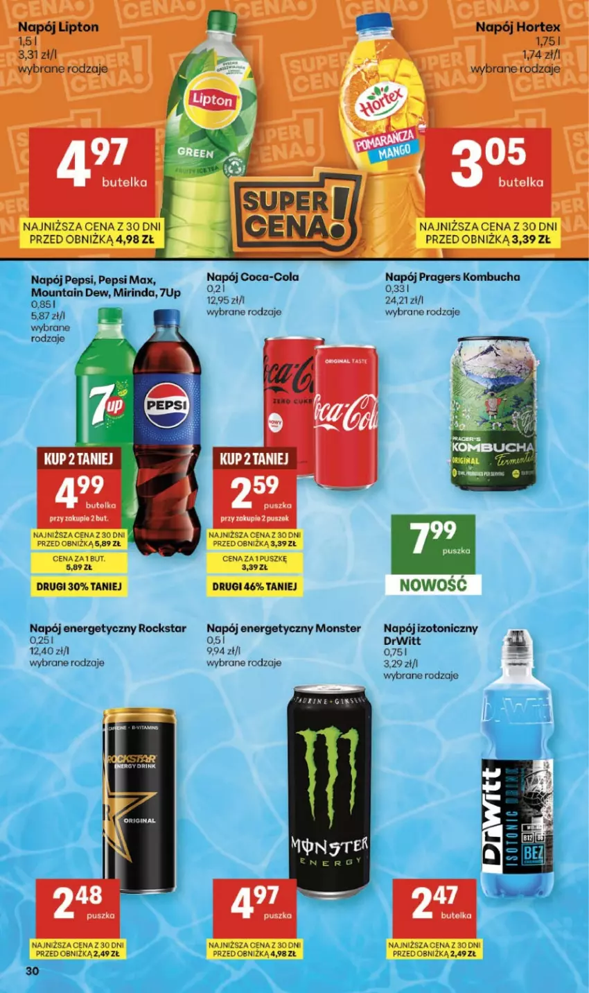 Gazetka promocyjna Delikatesy Centrum - Franczyza DC08 Czwartek - ważna 19.02 do 25.02.2026 - strona 30 - produkty: 7up, Coca-Cola, Mirinda, Napój, Napój energetyczny, Napój izotoniczny, Pepsi, Pepsi max