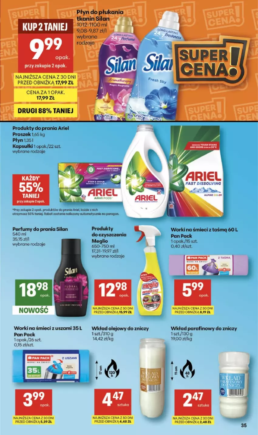 Gazetka promocyjna Delikatesy Centrum - Franczyza DC08 Czwartek - ważna 19.02 do 25.02.2026 - strona 35 - produkty: Ariel, Fa, Olej, Perfum, Silan, Wkład olejowy, Worki na śmiec, Worki na śmieci, Znicz