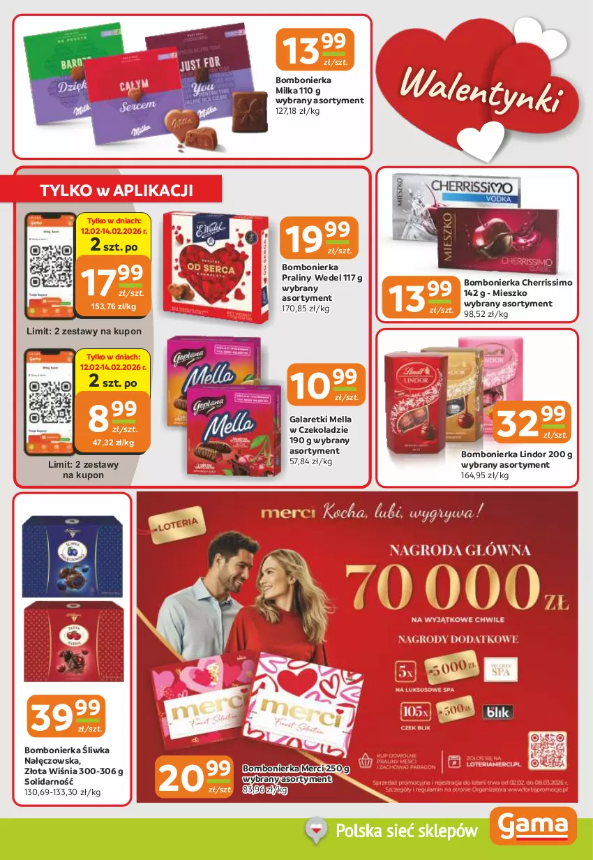 Gazetka promocyjna Gama - Gazetka Gama - ważna 12.02 do 24.02.2026 - strona 5 - produkty: Gala, Galaretki, Lindor, Merci, Milka, Praliny
