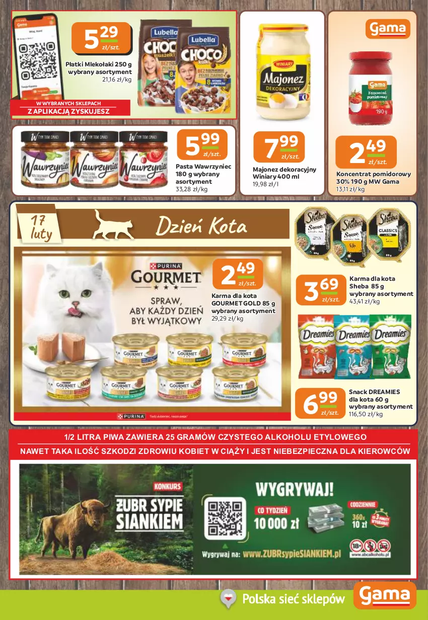 Gazetka promocyjna Gama - Gazetka Gama - ważna 12.02 do 24.02.2026 - strona 9 - produkty: Gourmet Gold, Gra, Koncentrat pomidorowy, Majonez, Mleko, Piec, Piwa, Sheba, Winiary