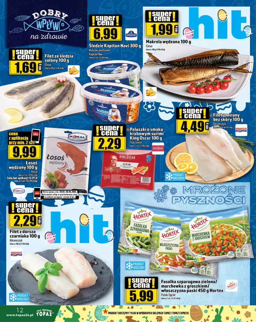 Gazetka promocyjna Topaz - Gazetka - ważna 28.03 do 03.04.2024 - strona 12 - produkty: Dorsz, Fa, Hortex, Marchewka, Ogród, Surimi, Top