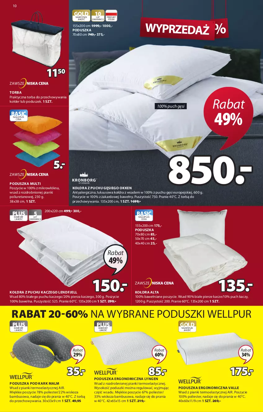 Gazetka promocyjna Jysk - Oferta tygodnia - ważna 07.07 do 20.07.2021 - strona 11 - produkty: Kołdra, Kołdra z puchu, Malm, Poduszka, Poduszka pod kark, Pur, Sok, Torba, Wełna