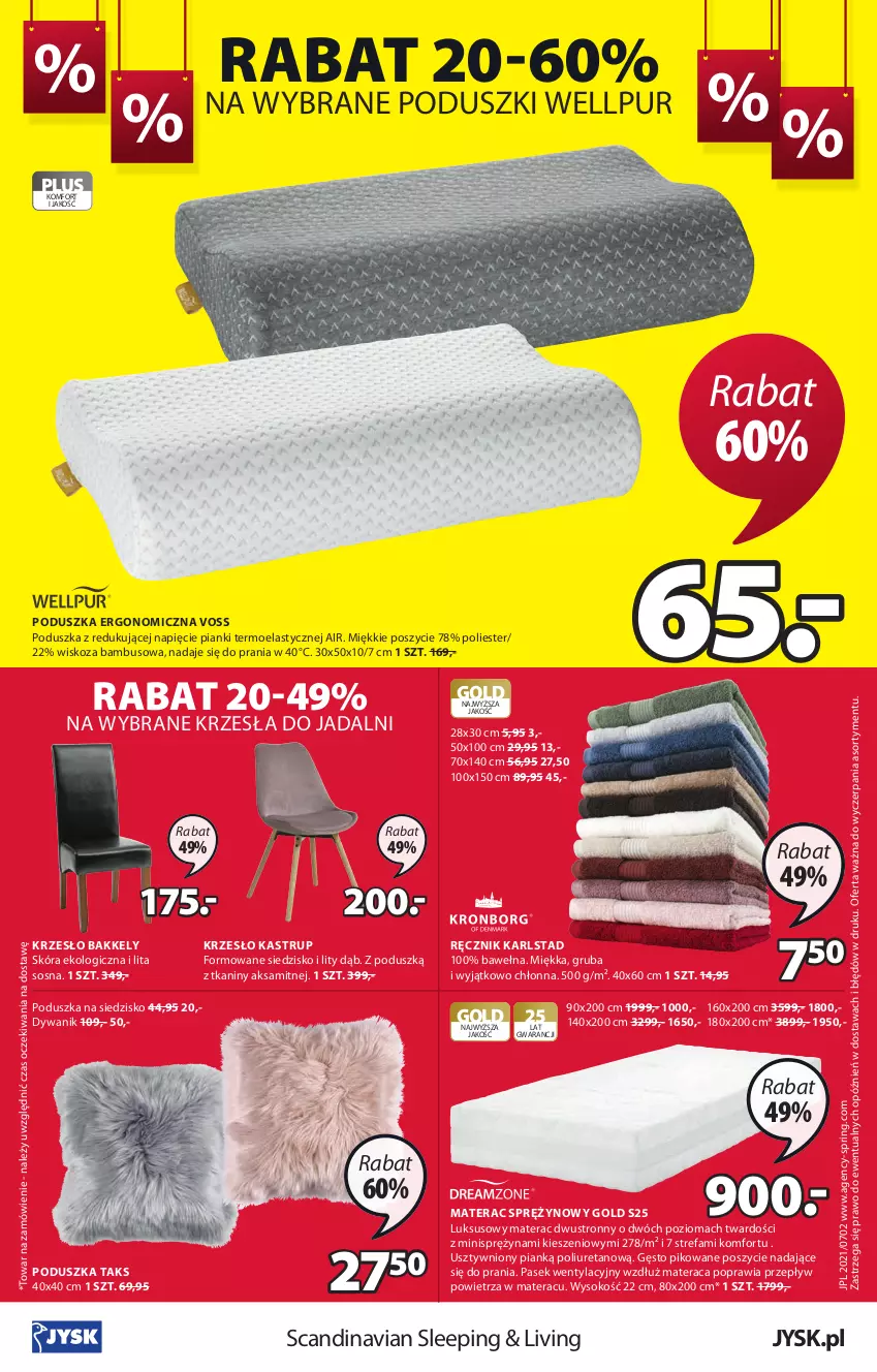 Gazetka promocyjna Jysk - Oferta tygodnia - ważna 07.07 do 20.07.2021 - strona 17 - produkty: Aksam, Dywan, Dywanik, Fa, Krzesło, Materac, Materac sprężynowy, Pasek, Poduszka, Pur, Ręcznik, Siedzisko, Sok, Sos, Tera, Wełna