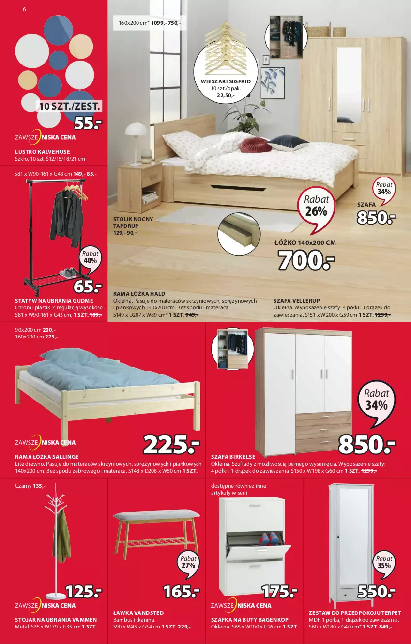 Gazetka promocyjna Jysk - Oferta tygodnia - ważna 07.07 do 20.07.2021 - strona 7 - produkty: Buty, Fa, Lustro, Materac, Półka, Rama, Rama łóżka, Ser, Sok, Statyw na ubrania, Stojak, Stolik, Stolik nocny, Szafa, Szafka, Szafka na buty, Tera, Ubrania, Wieszak