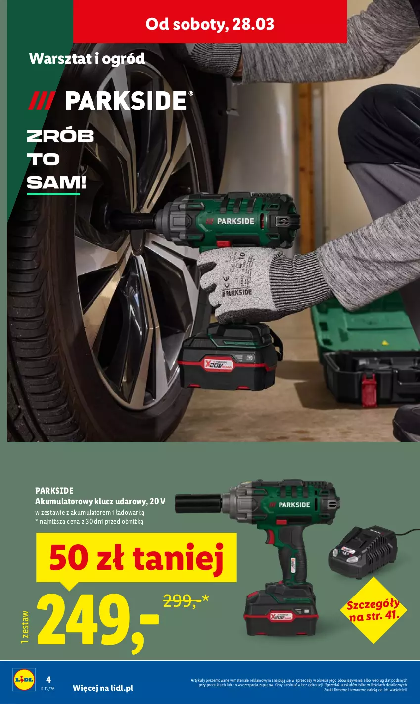 Gazetka promocyjna Lidl - Katalog ważny od 23.03 - ważna 23.03 do 29.03.2026 - strona 4 - produkty: Akumulator, Klucz udarowy, Ogród, Parkside