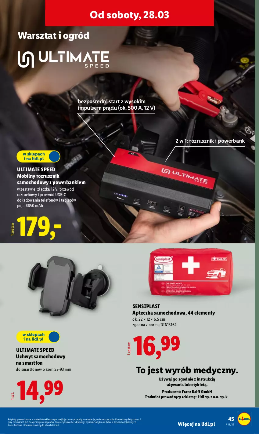 Gazetka promocyjna Lidl - Katalog ważny od 23.03 - ważna 23.03 do 29.03.2026 - strona 55 - produkty: Apteczka samochodowa, Mobil, Ogród, Powerbank, Przewód, Smartfon, Sok, Tablet, Telefon