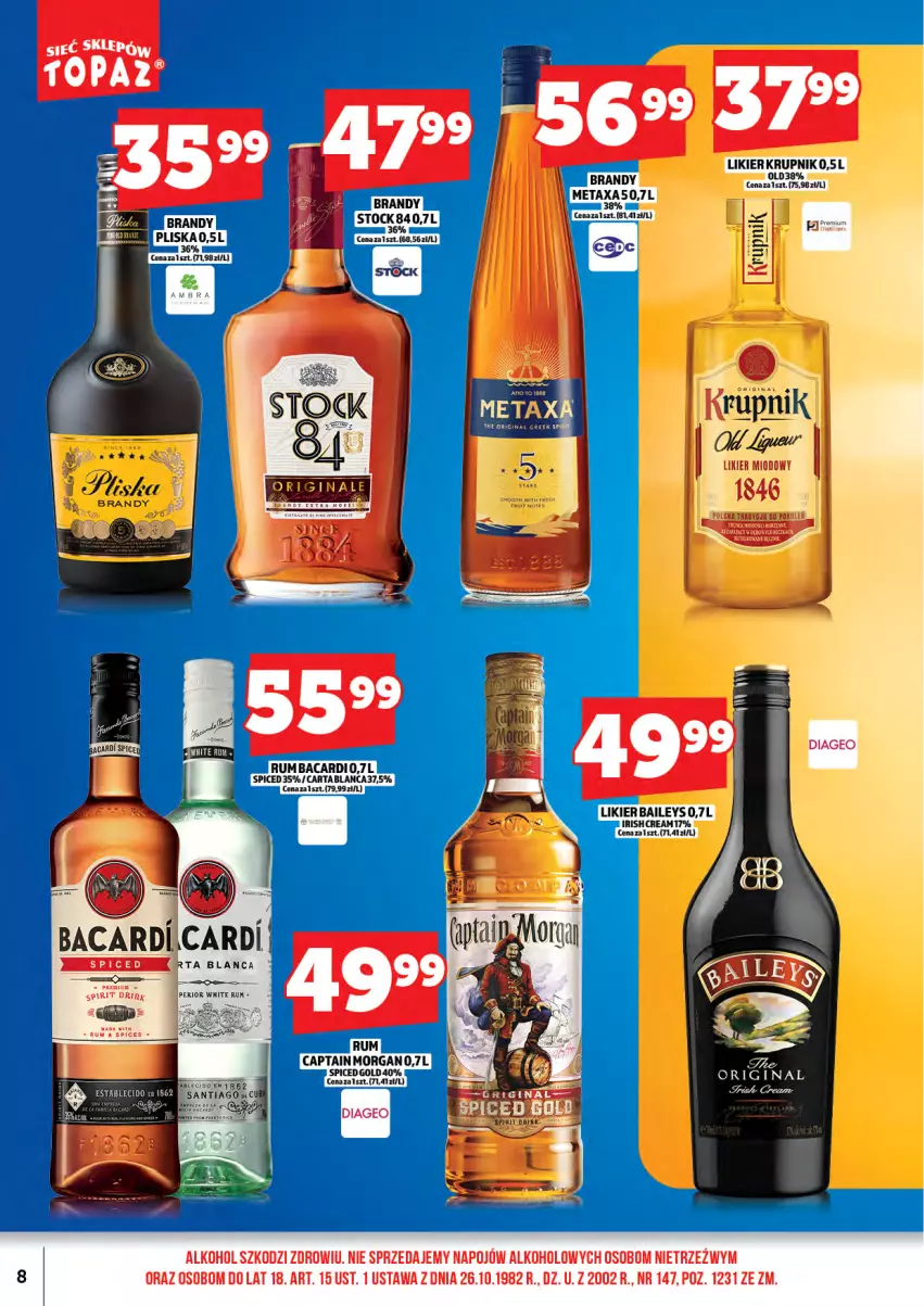 Gazetka promocyjna Topaz - Gazetka - ważna 15.05 do 31.05.2026 - strona 10 - produkty: Bacardi, Gin, Likier, Rum, Top