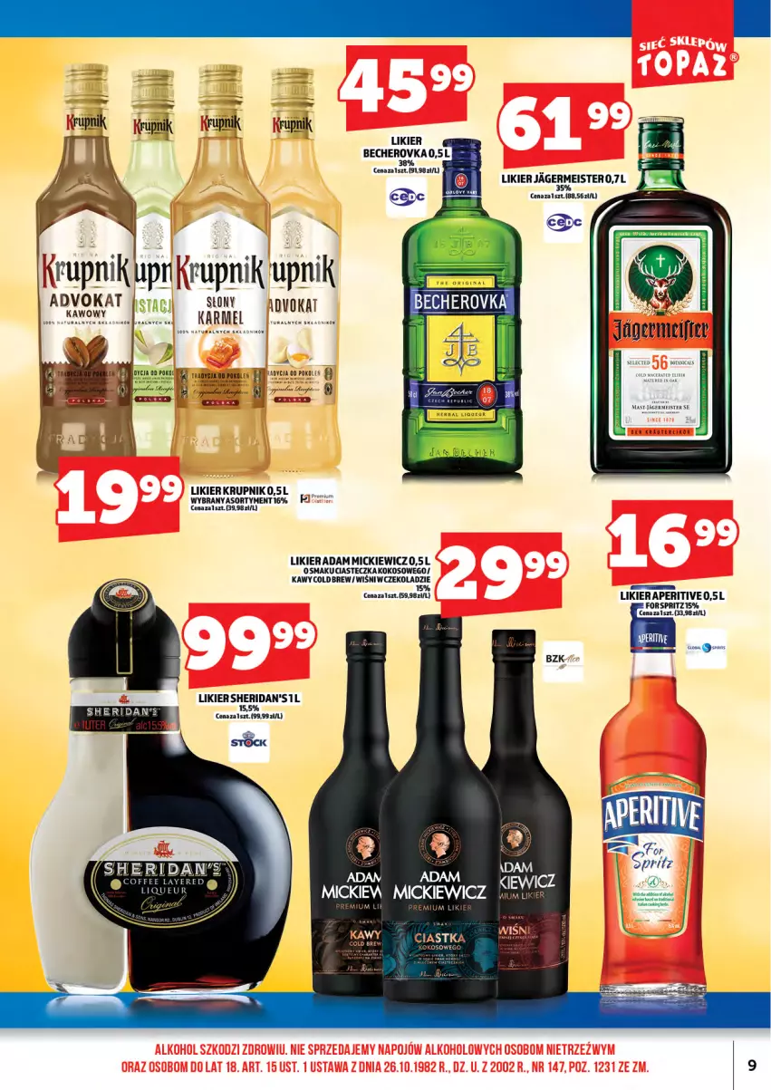 Gazetka promocyjna Topaz - Gazetka - ważna 15.05 do 31.05.2026 - strona 11 - produkty: Fa, Jagermeister, Kokos, Krupnik, Likier, Sheridan's