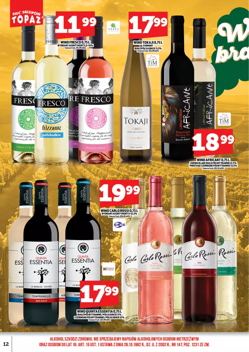 Gazetka promocyjna Topaz - Gazetka - ważna 15.05 do 31.05.2026 - strona 14 - produkty: Carlo Rossi, Fresco, Tokaji, Wino