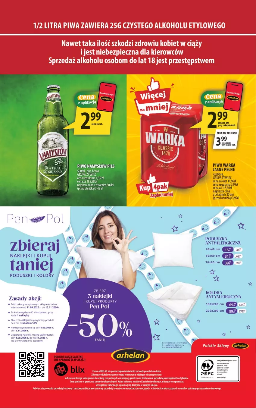 Gazetka promocyjna Arhelan - Gazetka - ważna 11.09 do 20.09.2026 - strona 20 - produkty: Fa, Klej, Namysłów, Piwo, Poduszka, Warka