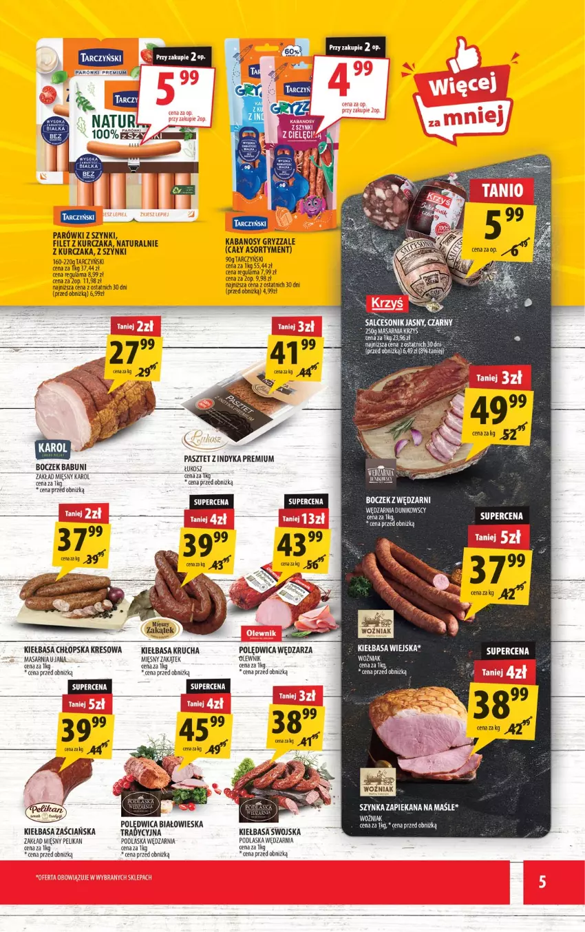 Gazetka promocyjna Arhelan - Gazetka - ważna 11.09 do 20.09.2026 - strona 5 - produkty: Babuni, Boczek, Fa, Gra, Gry, Kabanos, Kiełbasa, Kiełbasa krucha, Kosz, Kurczak, Olewnik, Parówki, Parówki z szynki, Pasztet, Pasztet z indyka, Polędwica, Szynka, Tarczyński