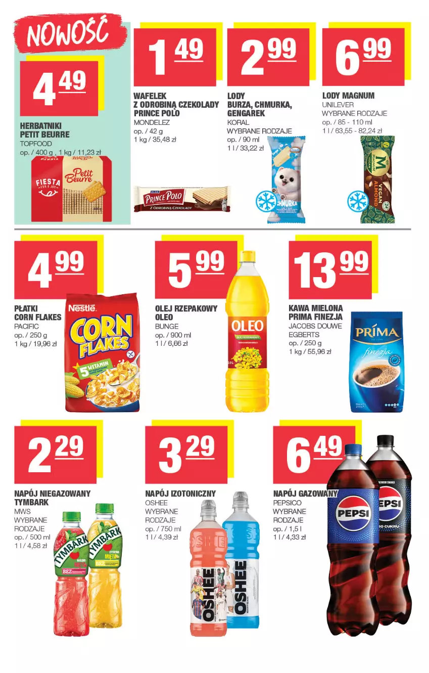 Gazetka promocyjna Spar - Spar-Mini - ważna 29.06 do 09.07.2025 - strona 3 - produkty: Cif, Corn flakes, Jacobs, Kawa, Kawa mielona, Lody, Napój, Napój gazowany, Napój izotoniczny, Napój niegazowany, Olej, Olej rzepakowy, Oleo, Oshee, Pepsi, Prima, Prince Polo, Top, Tymbark, Wafelek