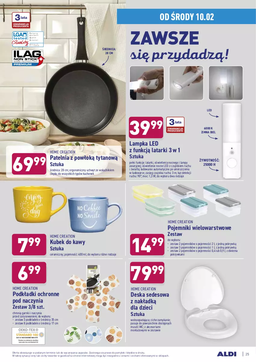 Gazetka promocyjna Aldi - ALE! CENA w ALDI - ważna 08.02 do 13.02.2021 - strona 25 - produkty: Deska sedesowa, Dzieci, Kubek, Mus, Patelnia, Podkład, Pojemnik, Tytan