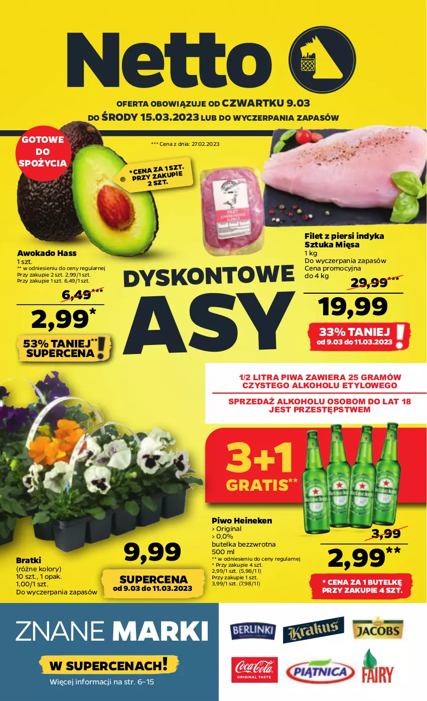 Gazetka promocyjna Netto - Artykuły spożywcze - ważna 09.03 do 15.03.2023 - strona 1 - produkty: Filet z piersi indyka, Gin, Gra, Heineken, Piwa, Piwo