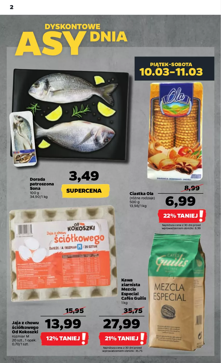 Gazetka promocyjna Netto - Artykuły spożywcze - ważna 09.03 do 15.03.2023 - strona 2 - produkty: Ciastka, Jaja, Kawa, Kawa ziarnista, Kokos, Kosz