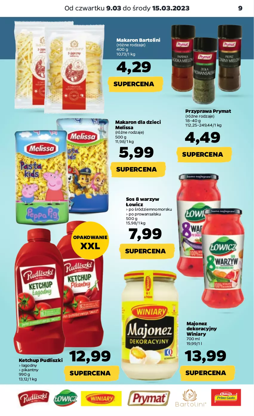 Gazetka promocyjna Netto - Artykuły spożywcze - ważna 09.03 do 15.03.2023 - strona 9 - produkty: Dzieci, Ketchup, Majonez, Makaron, Prymat, Pudliszki, Sos, Winiary