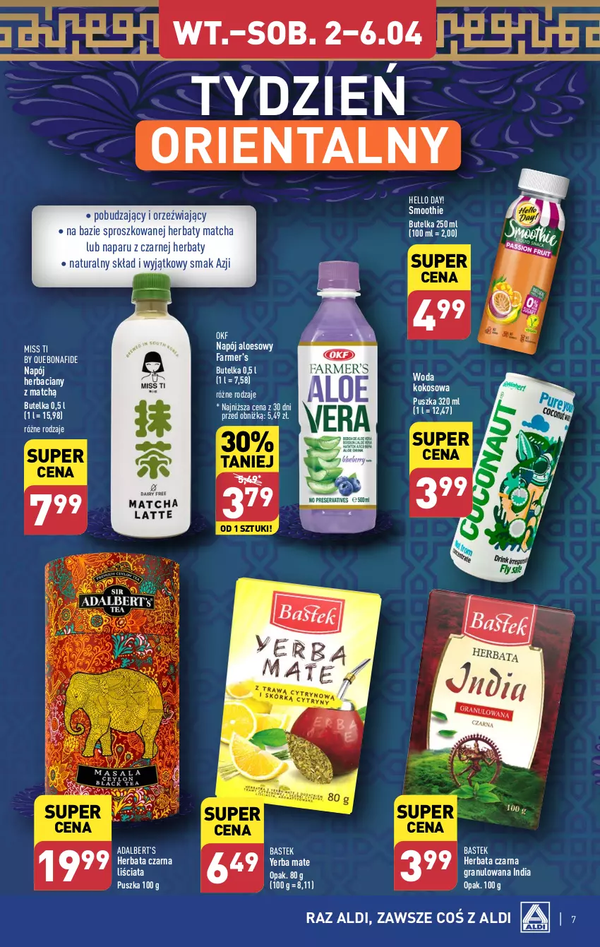 Gazetka promocyjna Aldi - Poznaj orientalne smaki - ważna 02.04 do 06.04.2024 - strona 7 - produkty: Fa, Gra, Herbata, Herbata czarna, Kokos, Napój, Smoothie, Stek, Woda