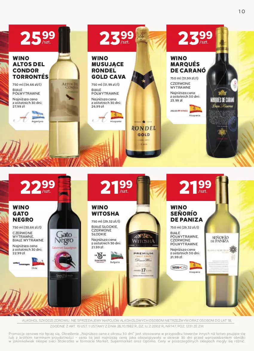 Gazetka promocyjna Stokrotka - Oferta alkoholowa - ważna 13.08 do 11.09.2024 - strona 10 - produkty: Mus, Optima, Rondel, Wino, Wino musujące