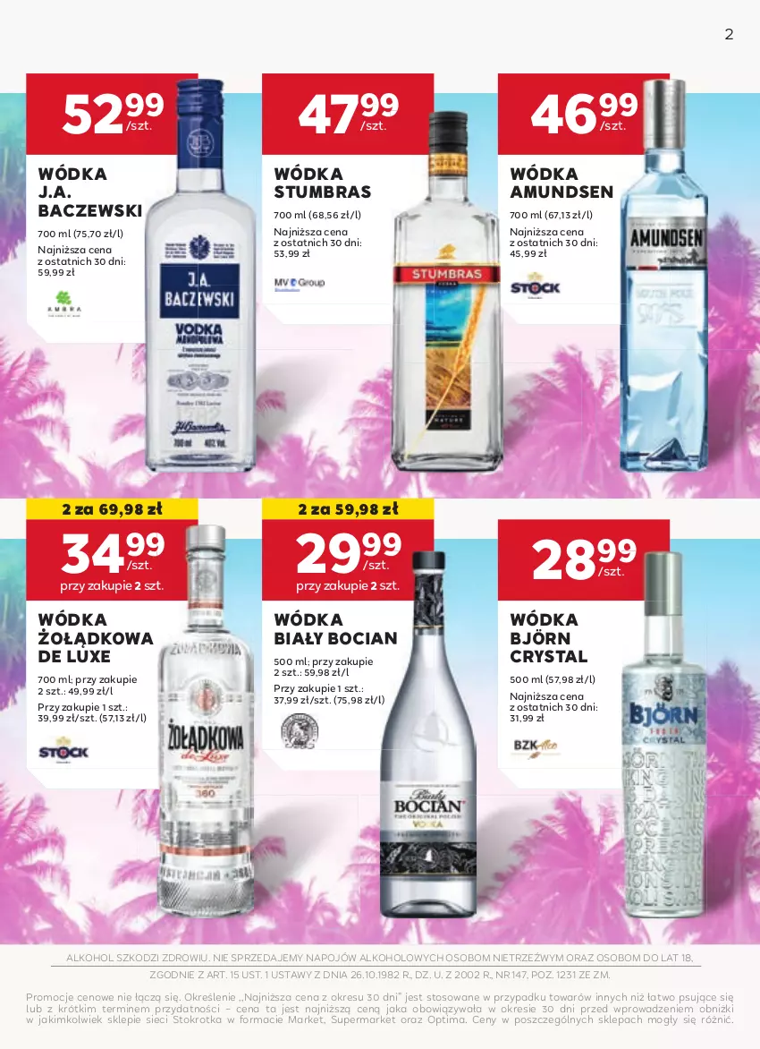 Gazetka promocyjna Stokrotka - Oferta alkoholowa - ważna 13.08 do 11.09.2024 - strona 2 - produkty: Amundsen, Biały Bocian, Optima, Wódka