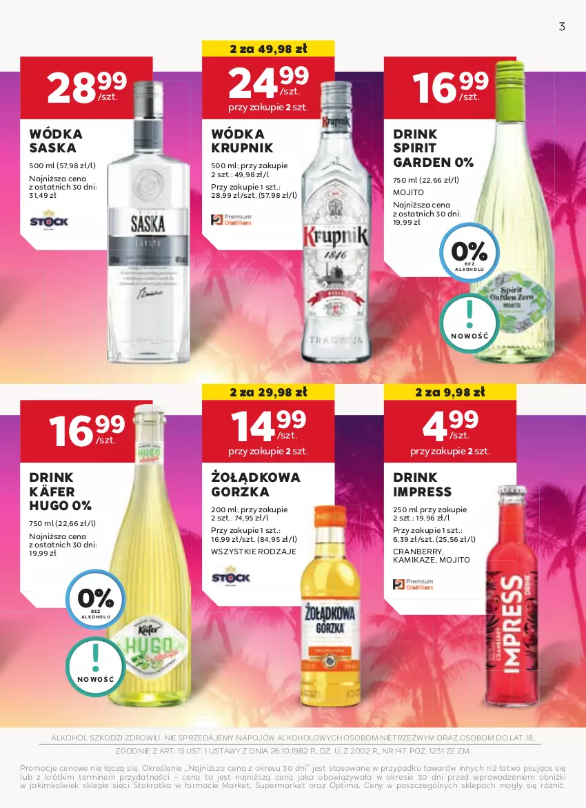 Gazetka promocyjna Stokrotka - Oferta alkoholowa - ważna 13.08 do 11.09.2024 - strona 3 - produkty: Krupnik, Optima, Saska, Wódka