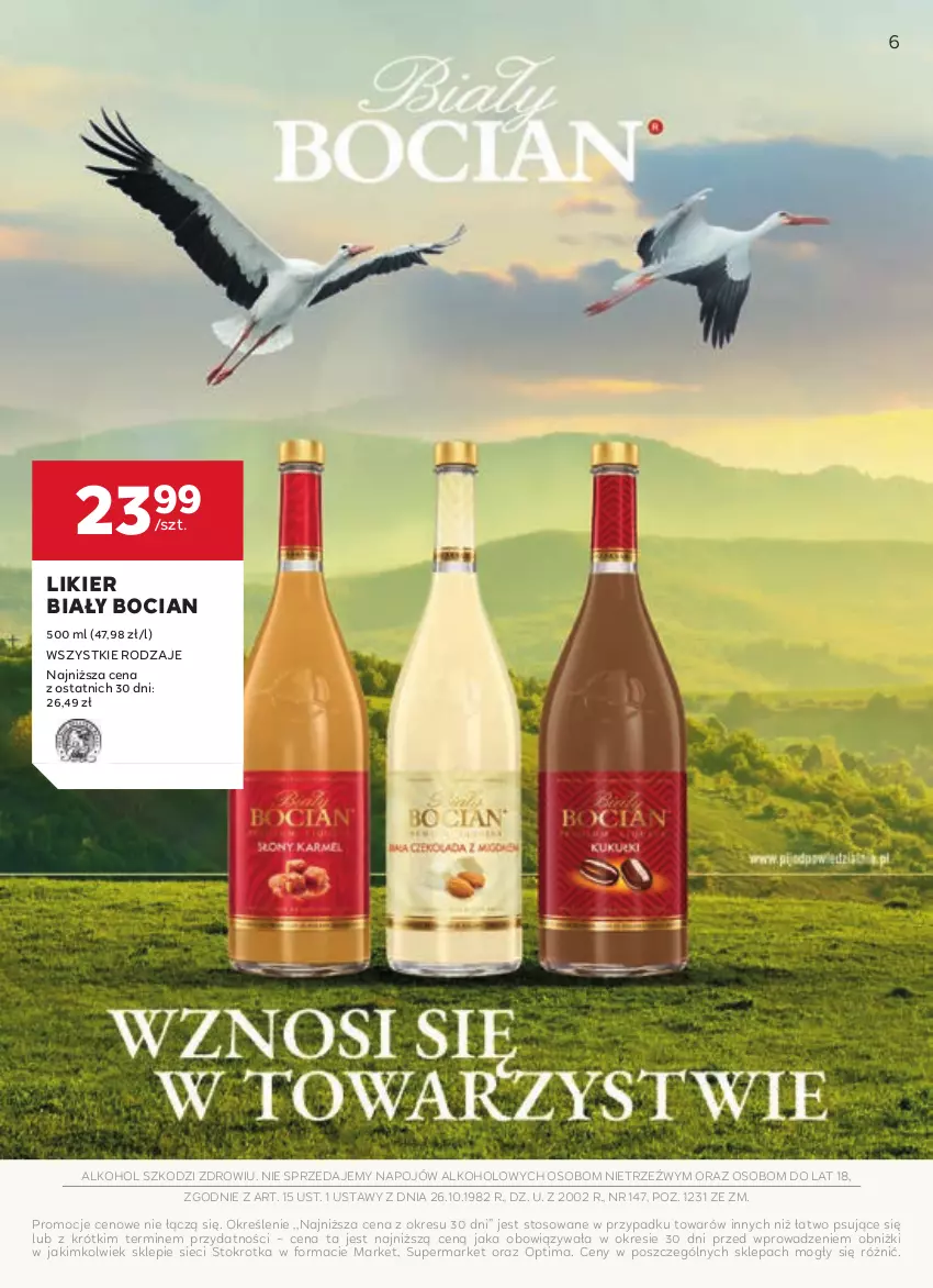 Gazetka promocyjna Stokrotka - Oferta alkoholowa - ważna 13.08 do 11.09.2024 - strona 6 - produkty: Biały Bocian, Likier, Optima