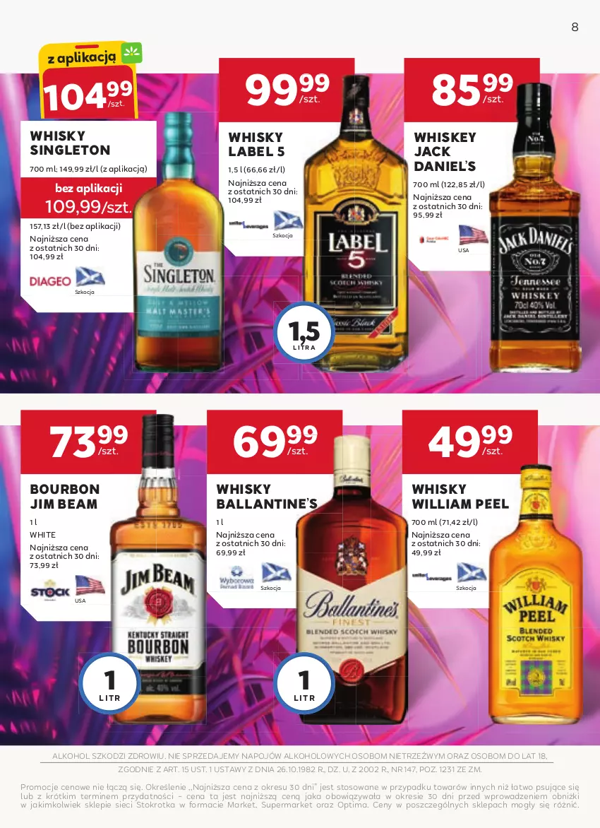 Gazetka promocyjna Stokrotka - Oferta alkoholowa - ważna 13.08 do 11.09.2024 - strona 8 - produkty: Bourbon, Jim Beam, Koc, Optima, Whiskey, Whisky