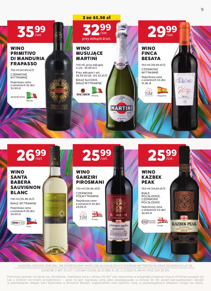 Gazetka promocyjna Stokrotka - Oferta alkoholowa - ważna 13.08 do 11.09.2024 - strona 9 - produkty: Martini, Mus, Optima, Sauvignon Blanc, Wino, Wino musujące