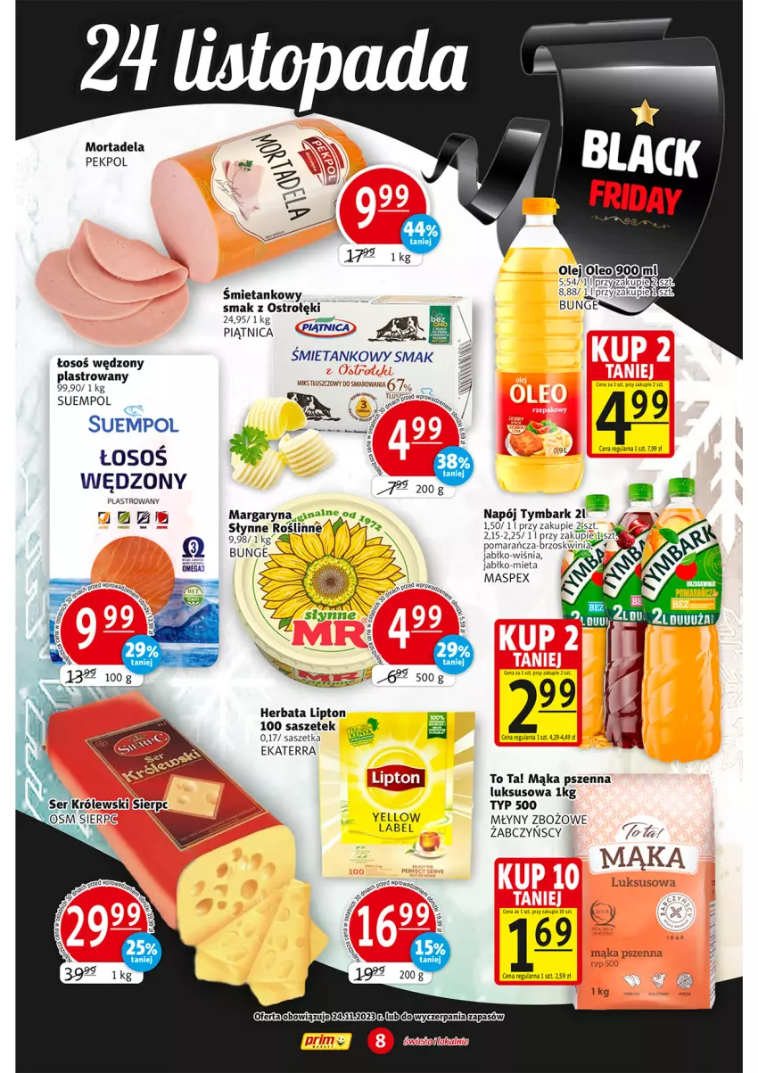 Gazetka promocyjna Prim Market - ważna 23.11 do 29.11.2023 - strona 8 - produkty: Herbata, Koc, Lipton, Mąka, Mąka pszenna, Margaryna, Miks tłuszczowy, Napój, Pekpol, Piątnica, Słynne, Suempol, Tymbark