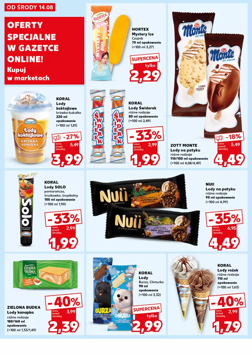 Gazetka promocyjna Kaufland - Kaufland - ważna 19.08 do 21.08.2024 - strona 20 - produkty: Czajnik, Hortex, Lody, Monte, Zielona Budka, Zott