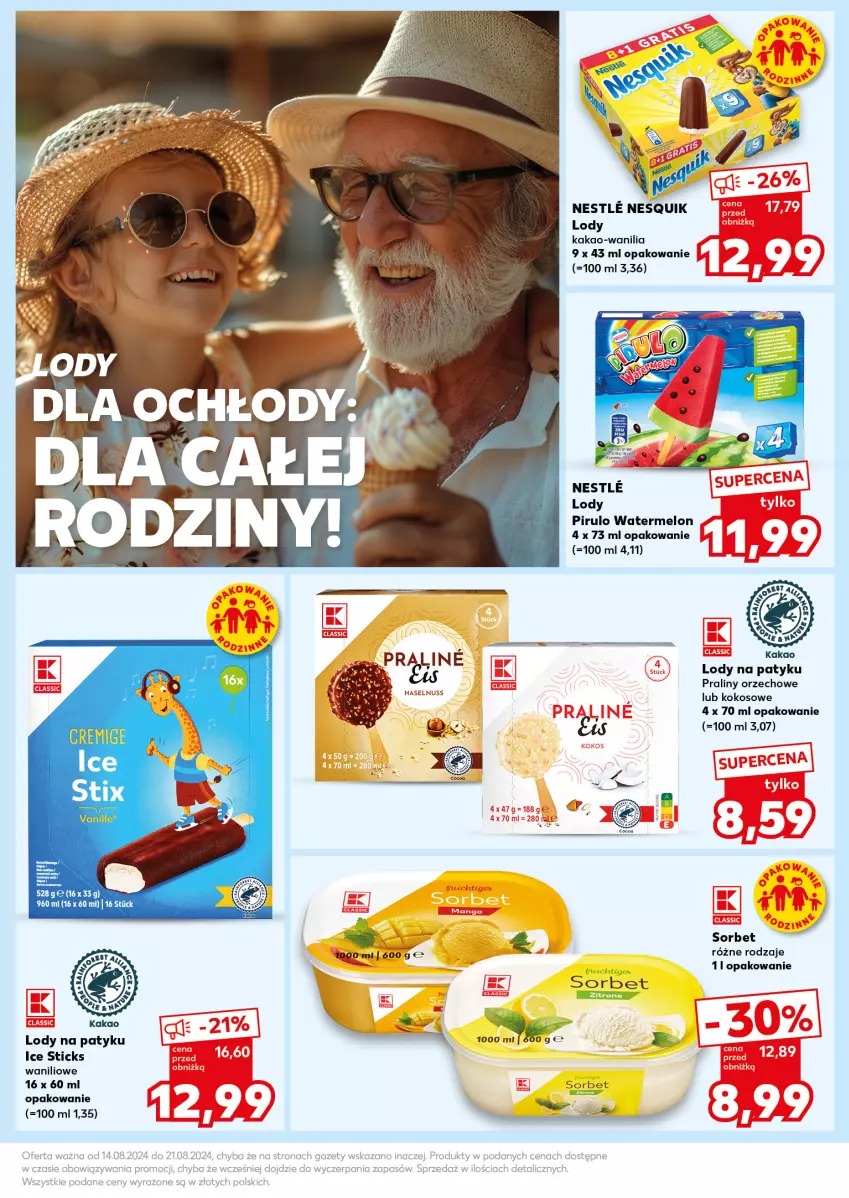 Gazetka promocyjna Kaufland - Kaufland - ważna 19.08 do 21.08.2024 - strona 21 - produkty: Kakao, Koc, Kokos, Lody, Nesquik, Praliny, Pur