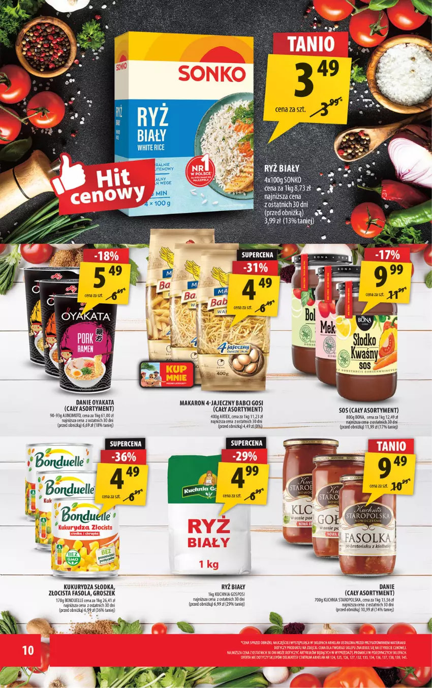 Gazetka promocyjna Arhelan - Gazetka - ważna 06.06 do 15.06.2025 - strona 10 - produkty: Bonduelle, Fa, Fasola, Groszek, Kuchnia, Kuchnia Staropolska, Kukurydza, Makaron, Ryż, Ryż biały