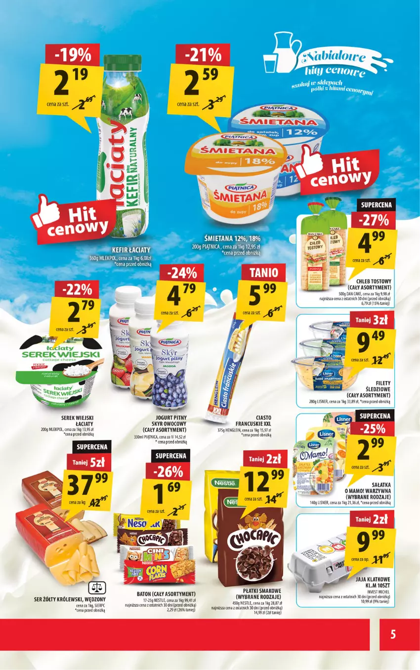 Gazetka promocyjna Arhelan - Gazetka - ważna 06.06 do 15.06.2025 - strona 5 - produkty: Baton, Chleb, Chleb tostowy, Fa, Jogurt, Jogurt pitny, Królewski, Lisner, Piątnica, Sałat, Sałatka, Ser, Serek, Serek wiejski