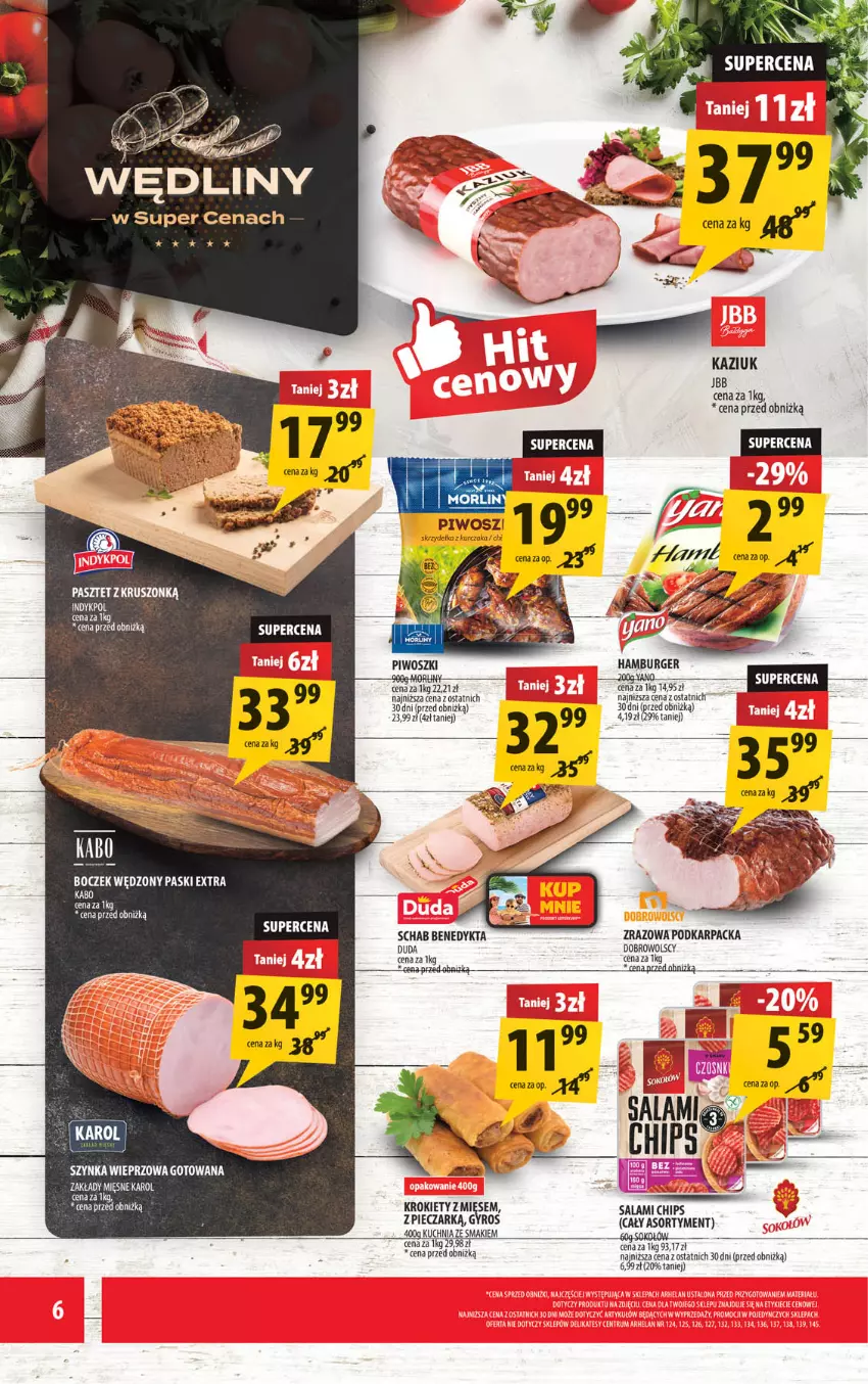 Gazetka promocyjna Arhelan - Gazetka - ważna 06.06 do 15.06.2025 - strona 6 - produkty: Boczek, Burger, Duda, Fa, Hamburger, Karp, Krokiety, Kurczak, LG, Ocet, Pasztet, Piwo, Por, Salami, Schab Benedykta, Skrzydełka z kurczaka