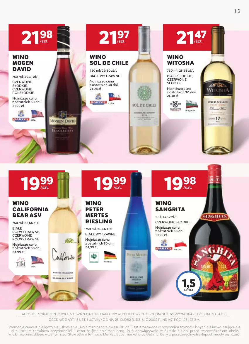 Gazetka promocyjna Stokrotka - W dobrym smaku! - ważna 19.02 do 18.03.2026 - strona 12 - produkty: Mogen David, Optima, Wino