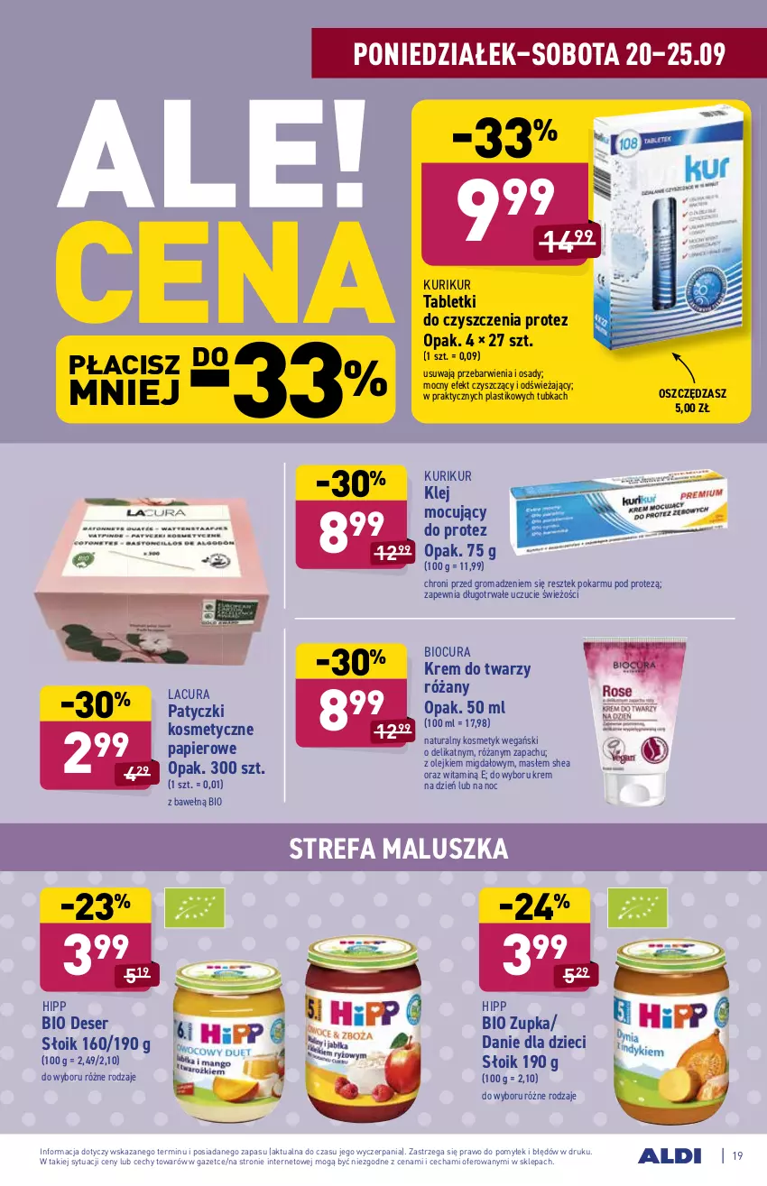 Gazetka promocyjna Aldi - SUPER SMACZNE OKAZJE - ważna 20.09 do 25.09.2021 - strona 19 - produkty: Danie dla dzieci, Deser, Dzieci, Fa, HiPP, Klej, Krem do twarzy, Krem na dzień, Olej, Papier, Patyczki kosmetyczne, Róża, Ser, Tablet