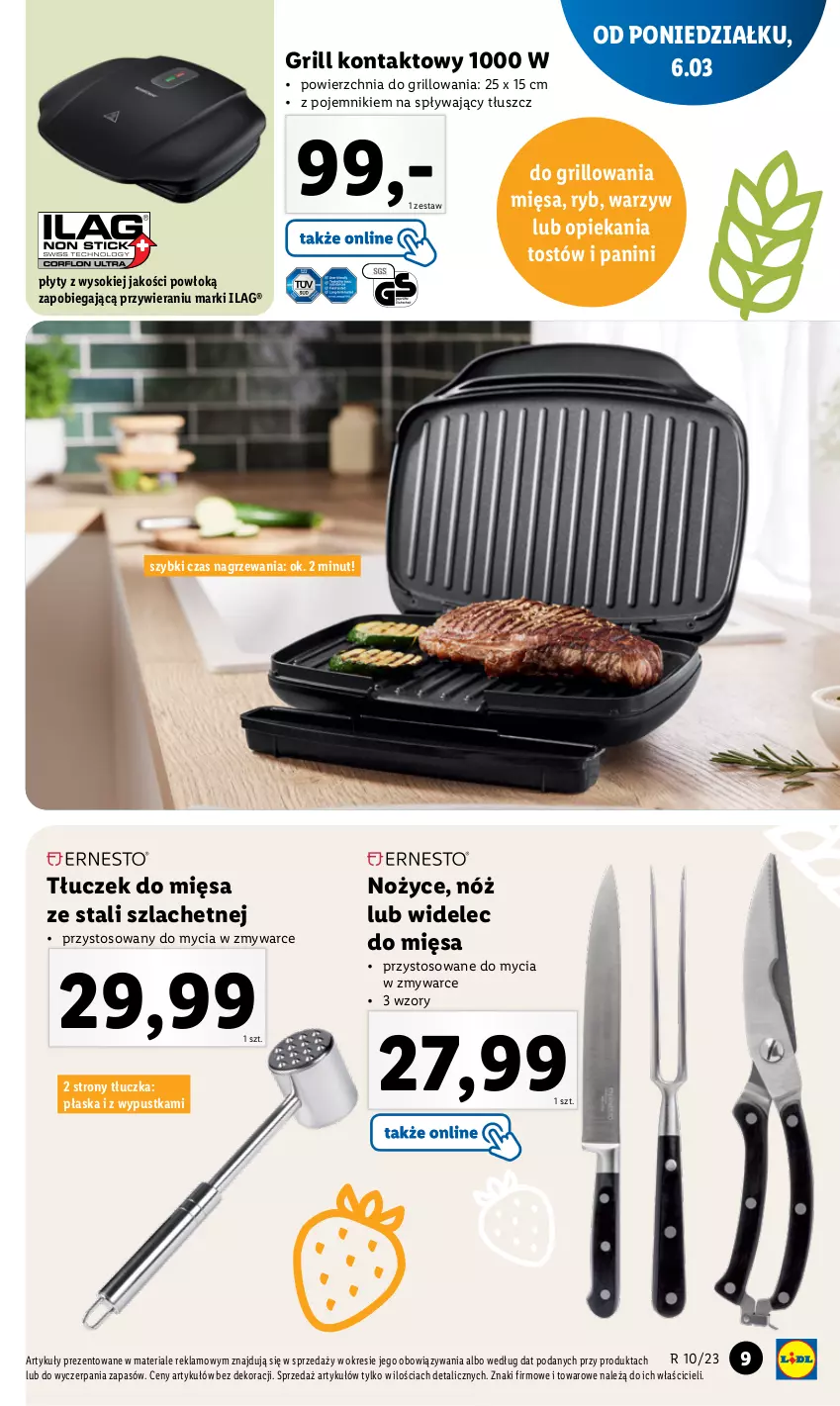 Gazetka promocyjna Lidl - GAZETKA - ważna 06.03 do 11.03.2023 - strona 11 - produkty: Grill, Grill kontaktowy, Noż, Nożyce, Pojemnik, Sok, Tłuczek, Widelec