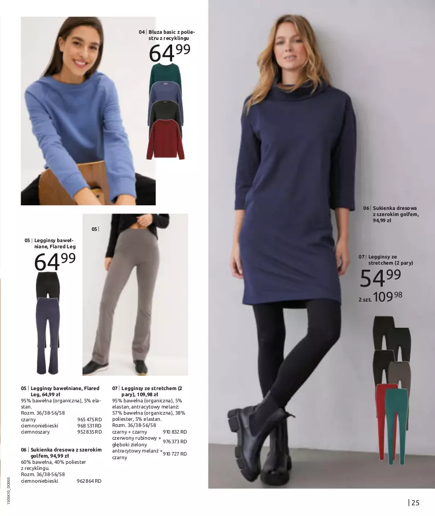 Gazetka promocyjna Bonprix - DZIANINY NA TOPIE - ważna 14.10.2024 do 14.01.2025 - strona 27 - produkty: Bluza, Dres, Gin, Legginsy, Rubin, Sukienka, Wełna