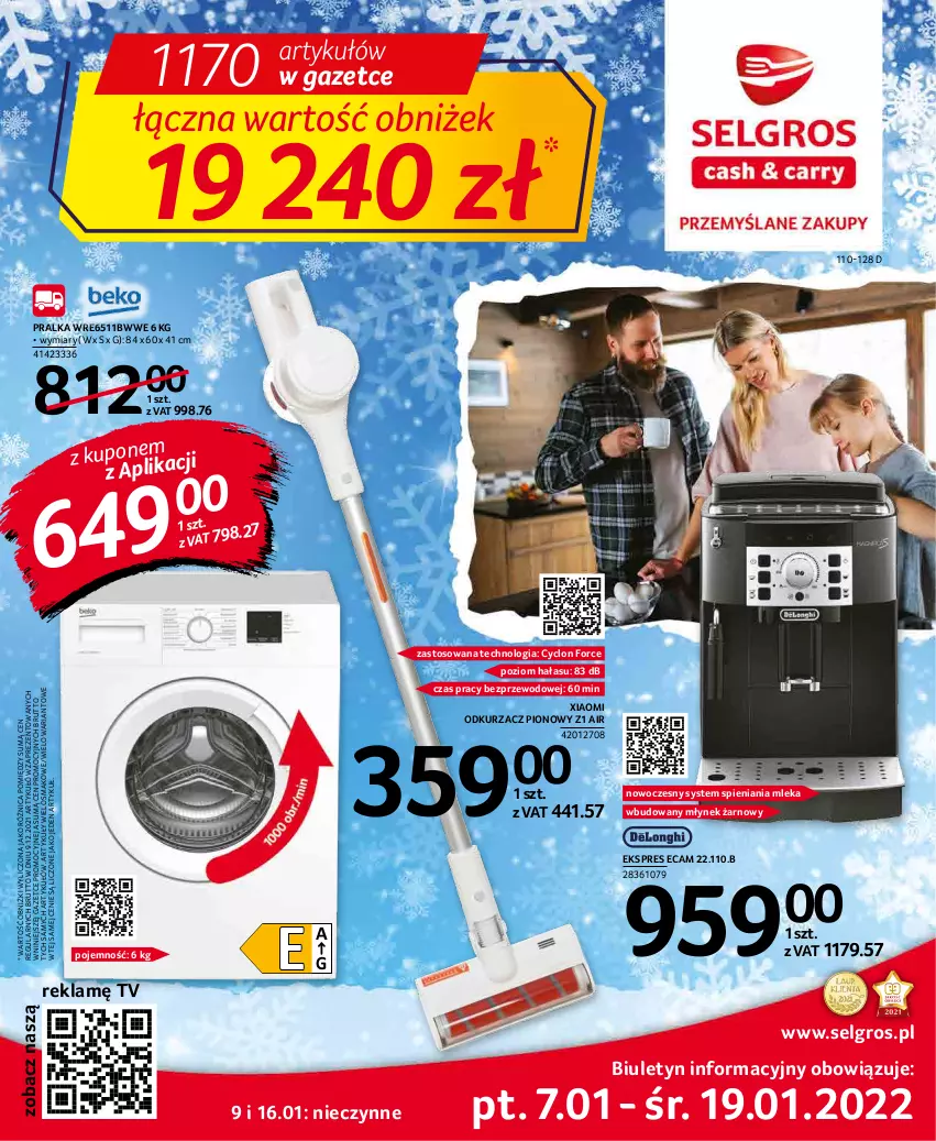 Gazetka promocyjna Selgros - Oferta przemysłowa - ważna 07.01 do 19.01.2022 - strona 1 - produkty: LG, Młynek, Odkurzacz, Pralka